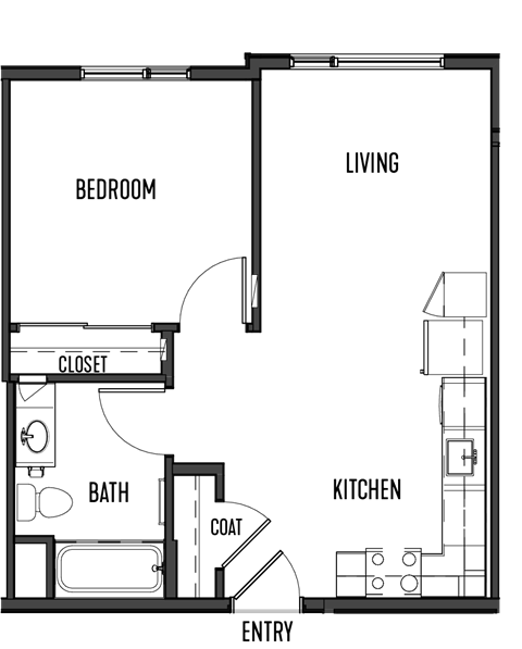 a floor plan of a small house with a bedroom and a living room